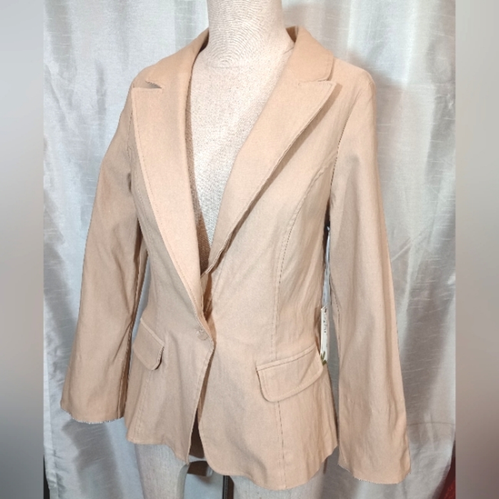 Papaya TAG Girls Blazer, RollUp- 3/4 to down sleeve, BttnUp, Collar, tan, L - Picture 2 of 11